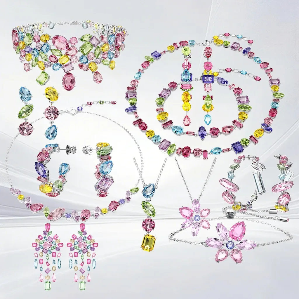 Gold Plated Mixed Cut Crystal Jewelry Set for Women