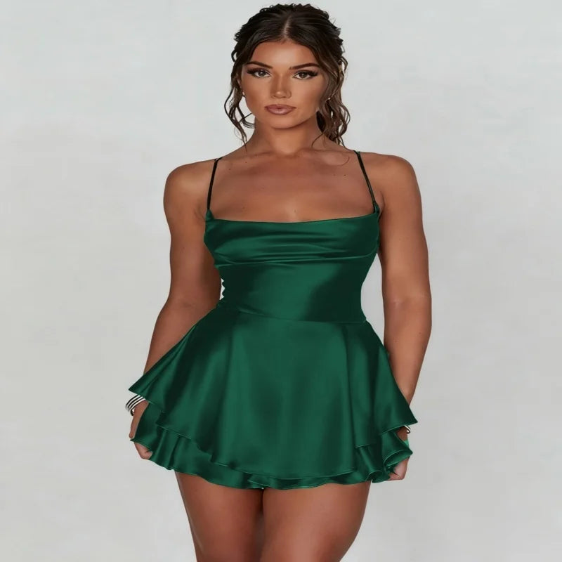 Satin Cowl Neck Jumpsuit With Open Back Detail for Women