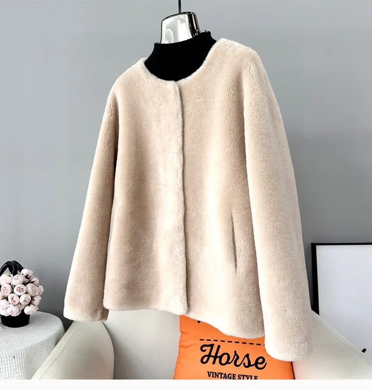 Real Shearling Wool Coat