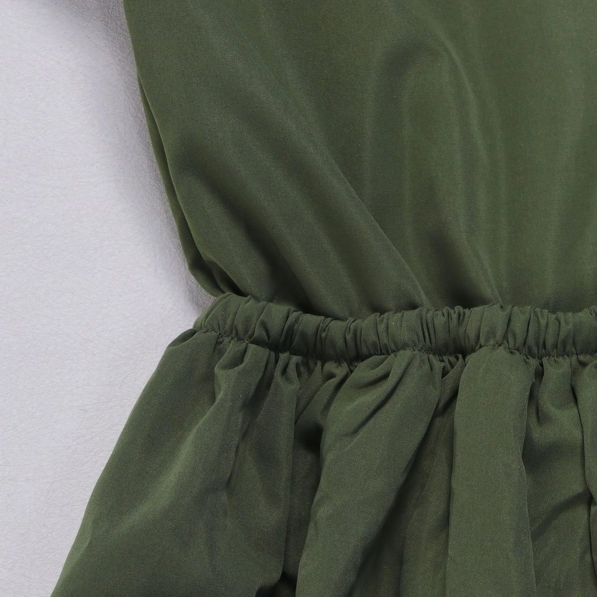 Elegant Ruched Drawstring Lantern Sleeve Romper for Women