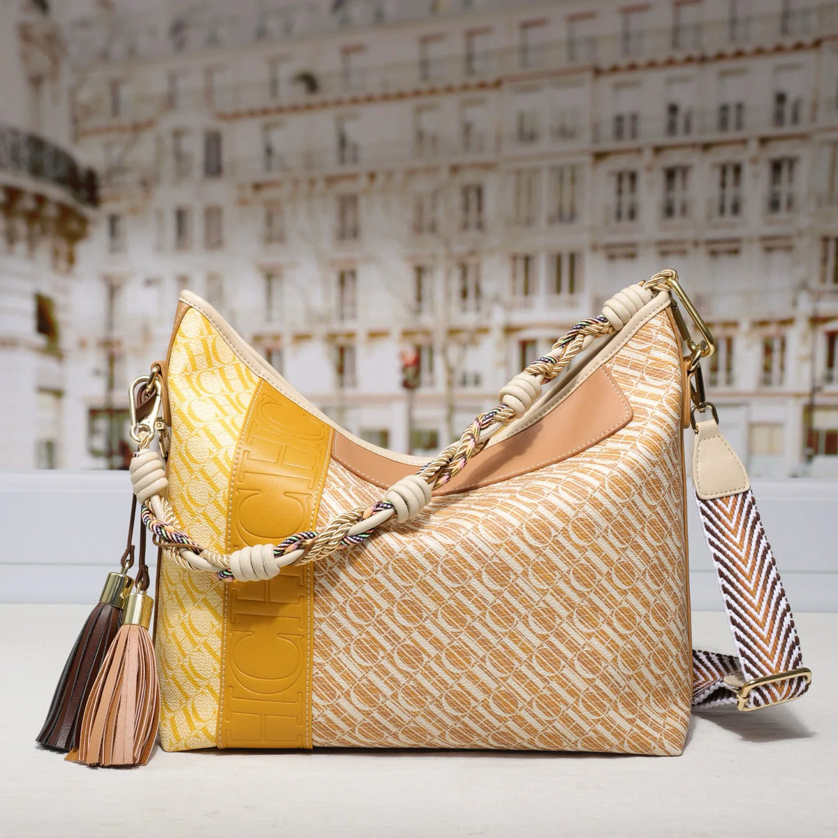 Textured Letter Print Tote And Crossbody Bag for Women