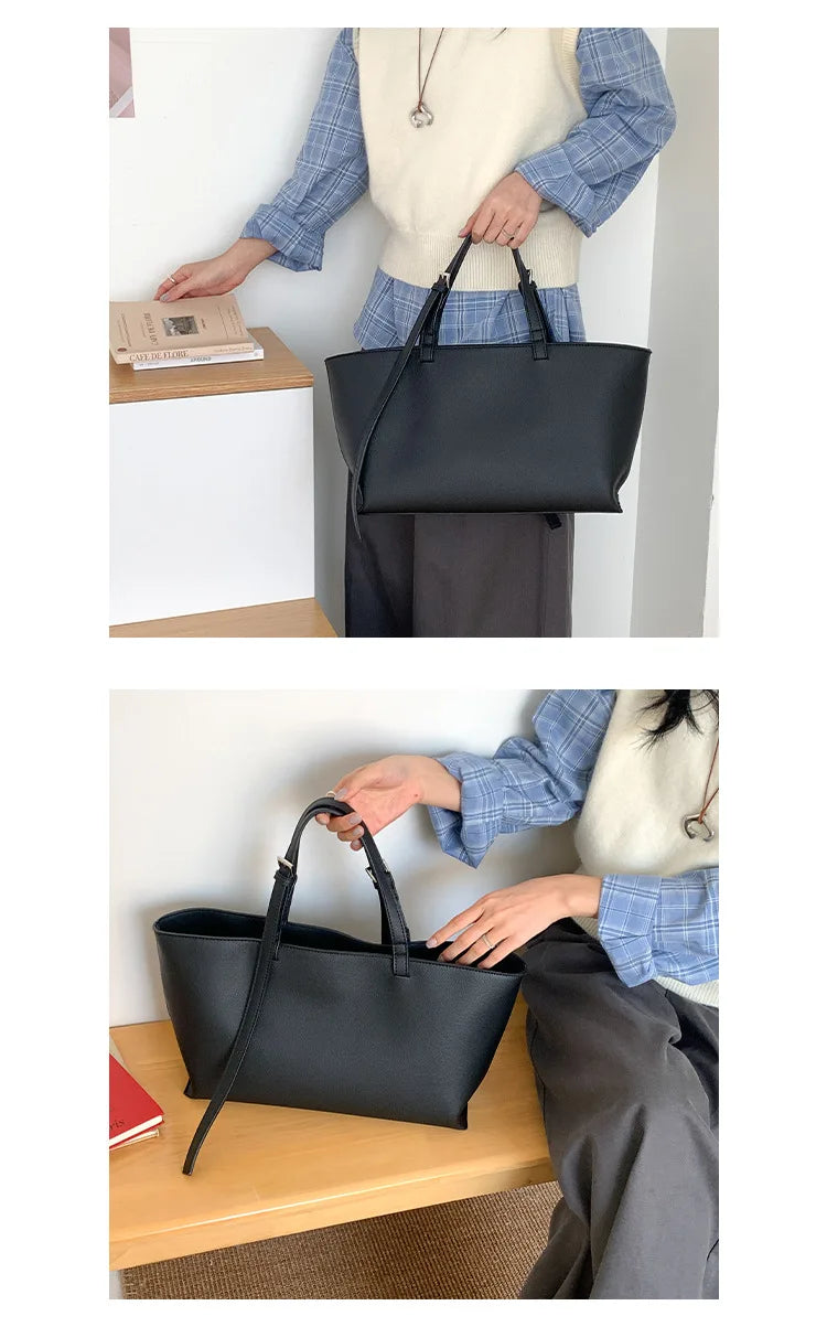 Large Capacity PU Leather Casual Soft Tote Bag for Women