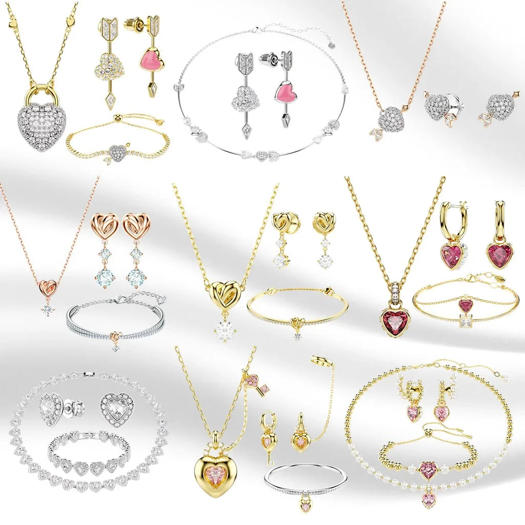 Elegant Gold-Plated Mixed-Cut Crystal Pendant Necklace for Women