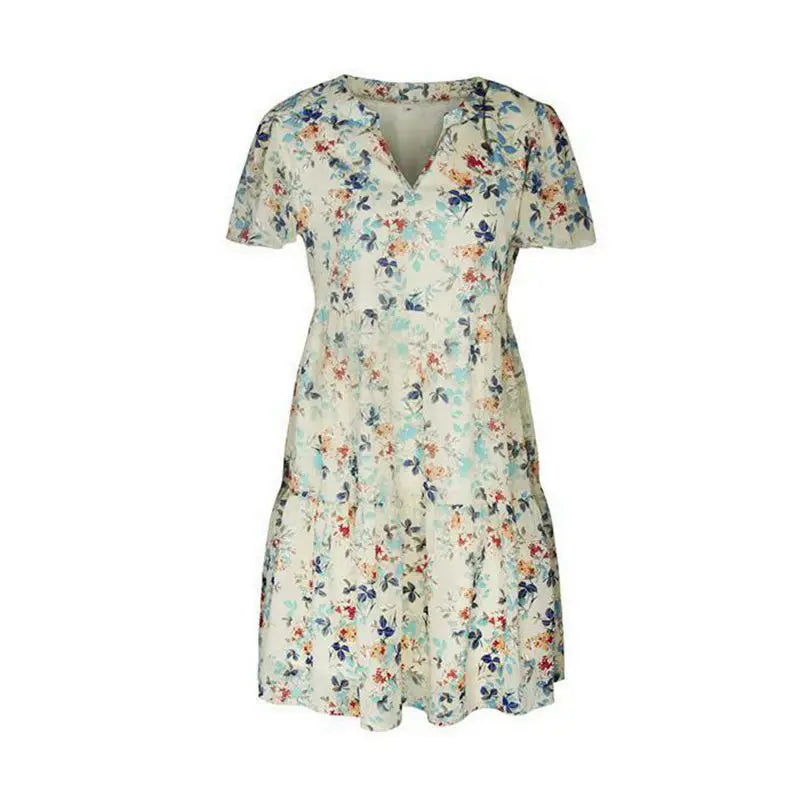 Casual Round Neck Floral Print Pullover Dress For Women