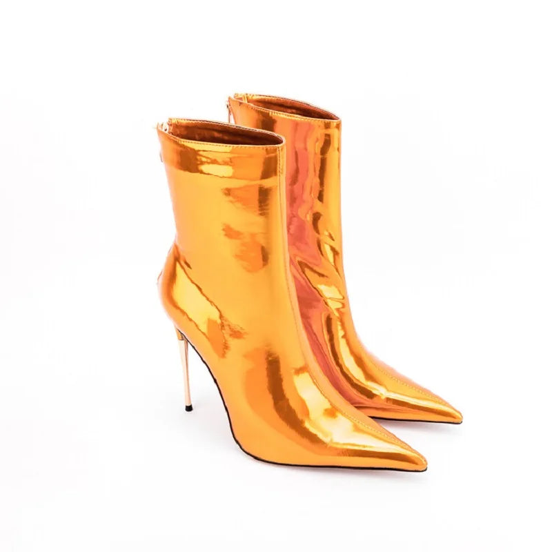 Glam Shiny Back Zipper Over The Knee Boots for Women