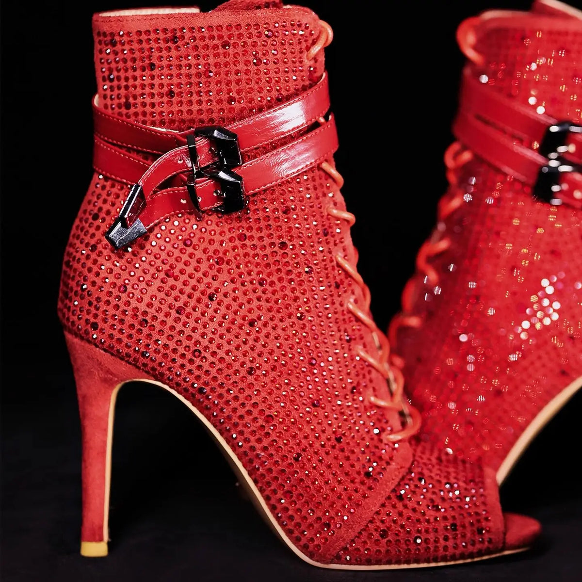 Peep Toe Ankle Stiletto Latin Dance Heels for Women