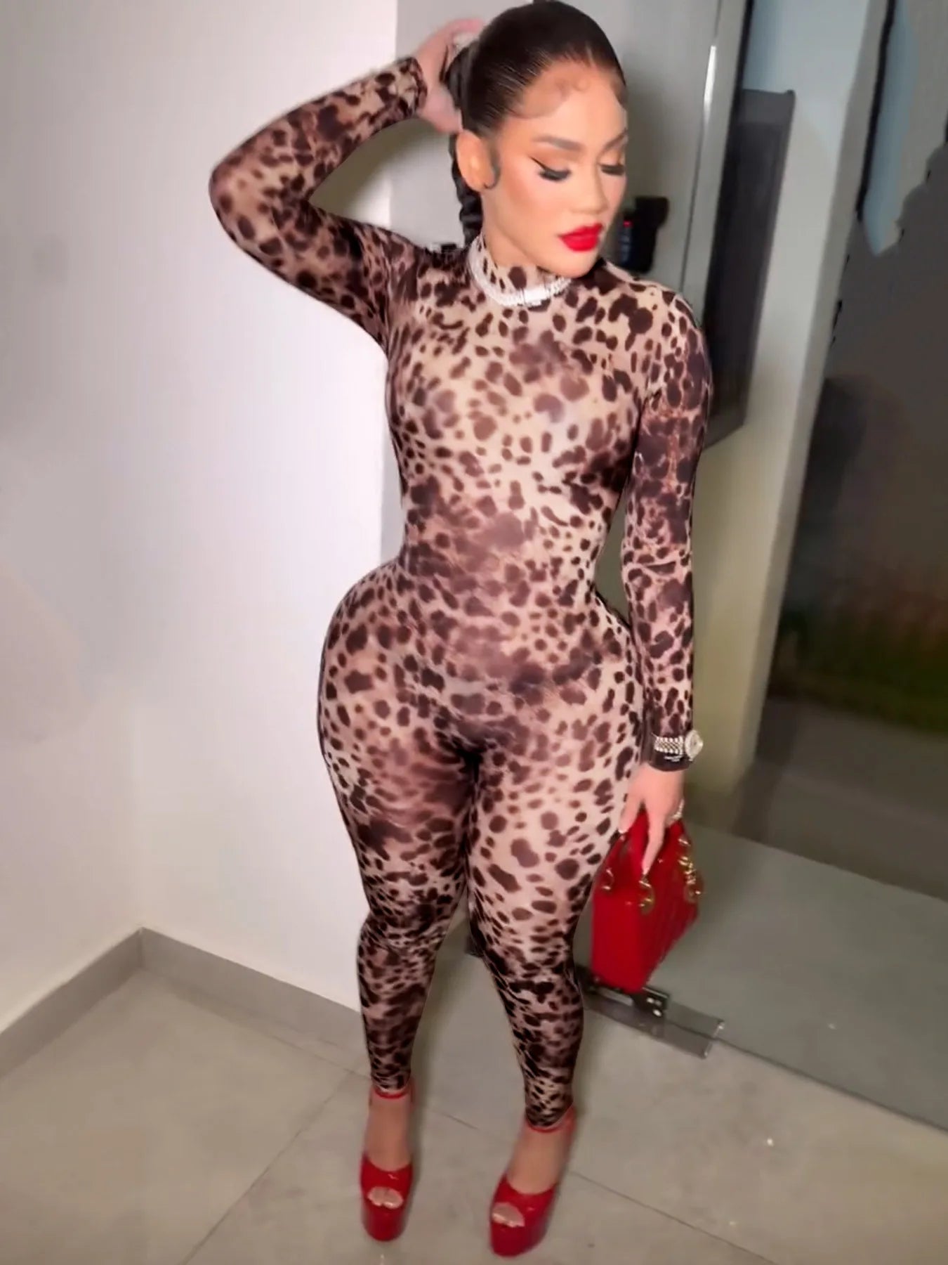 FAGADOER Y2K Sexy Leopard Print Bodycon Jumpsuits Women Spring New Skinny One Piece Rompers Midnight Streetwear Workout Overalls