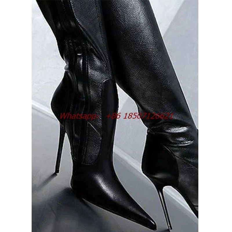Black Pointed Toe Zipper Boots