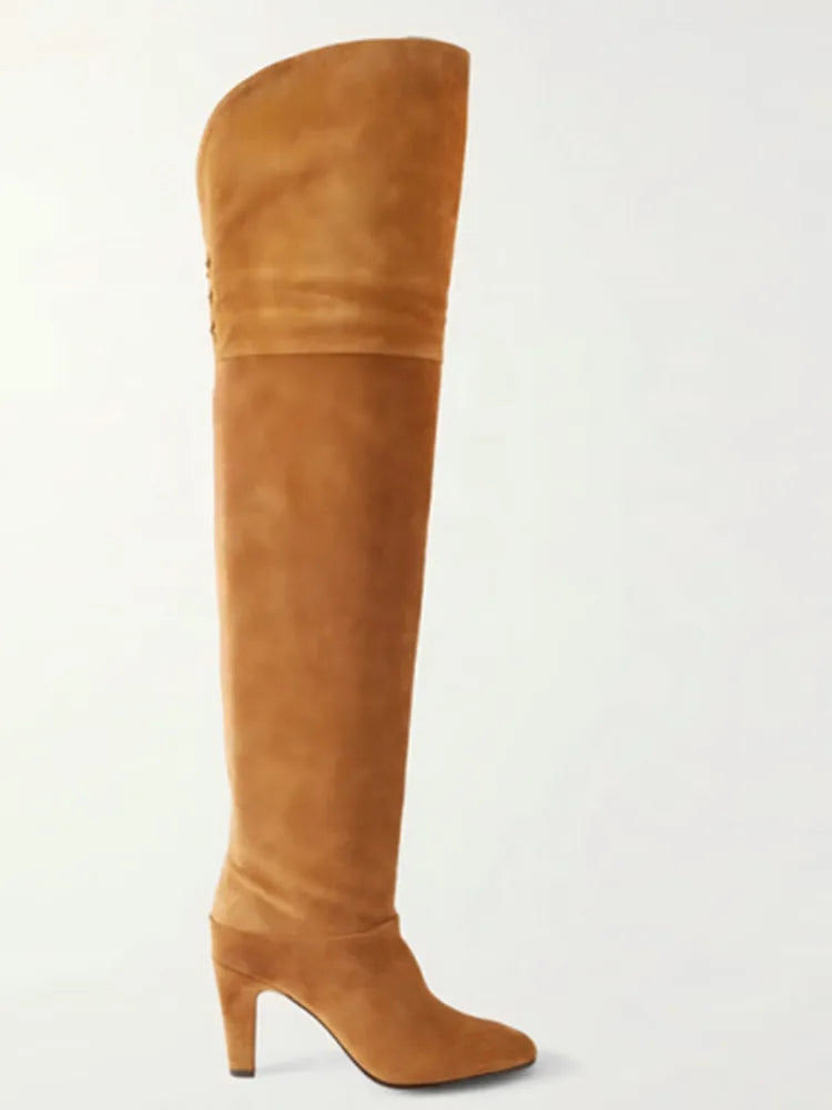 Plus Size Wide Calf Leather Over The Knee Boots for Women