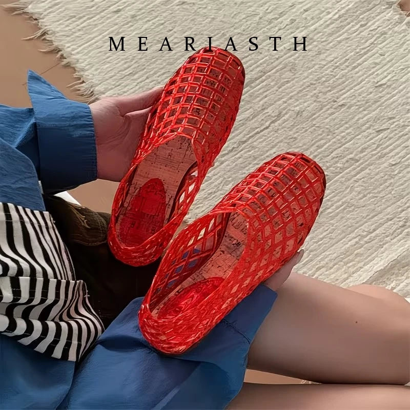 Breathable Hollow Jelly Slip On Casual Flats for Women
