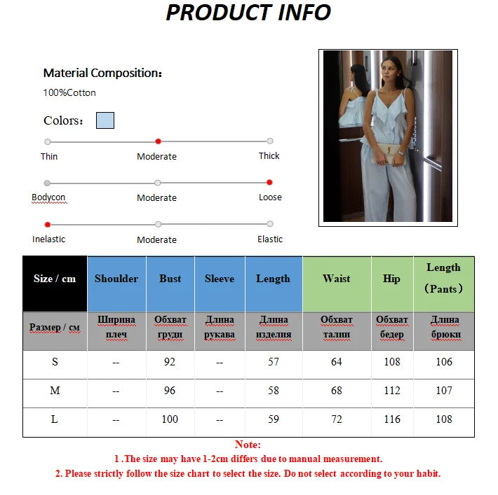 Casual Solid Color Cotton Top And Wide Leg Pants Set for Women