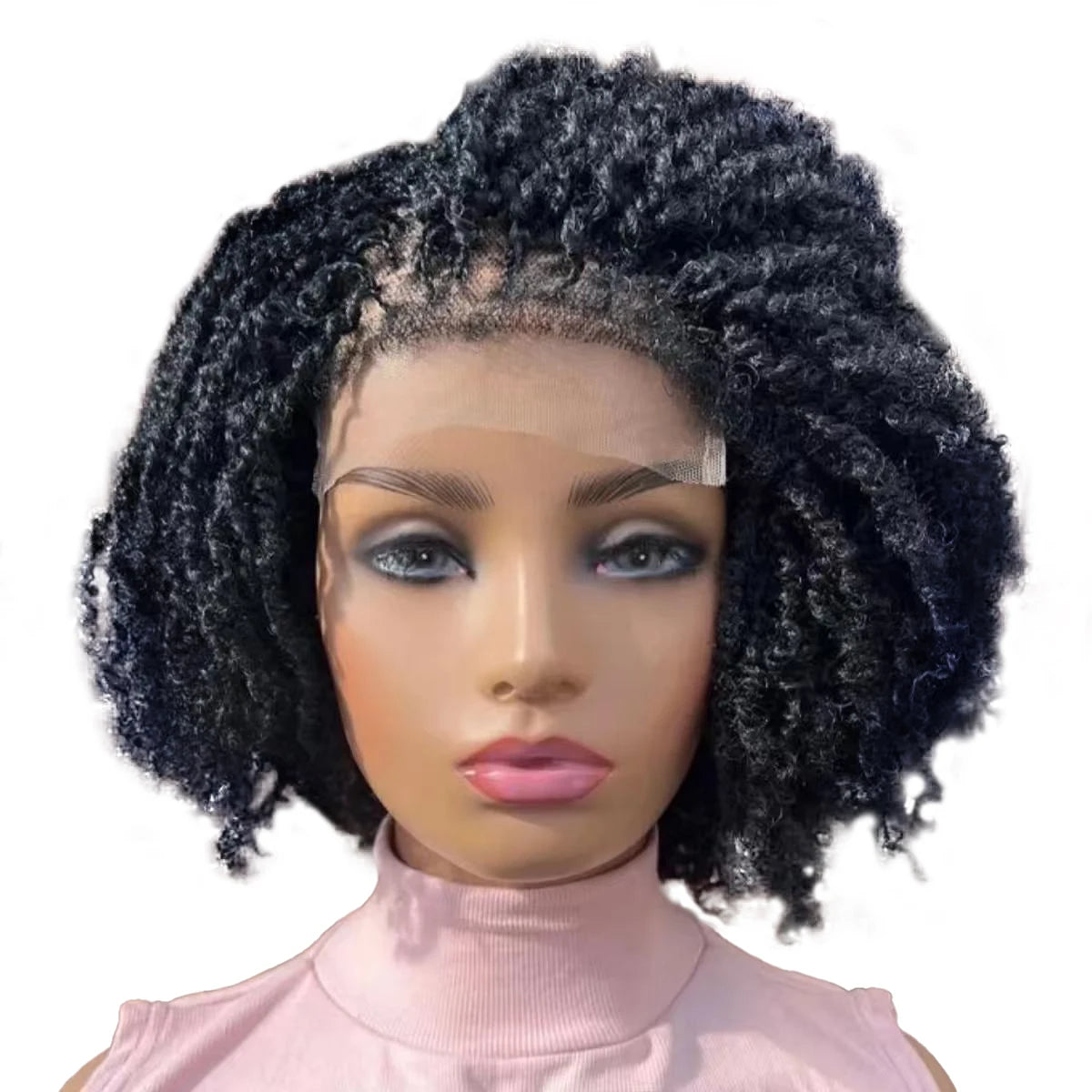 Pixie Curly Bob Lace Braided Wig HD Lace Frontal Wig Easy to Style Synthetic Braiding Hair for Women