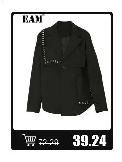 [EAM] Women Black Drawstring Big Size Casual T-shirt New Round Neck Short Batwing Sleeve Fashion Tide Spring Summer 2025 1DJ1031