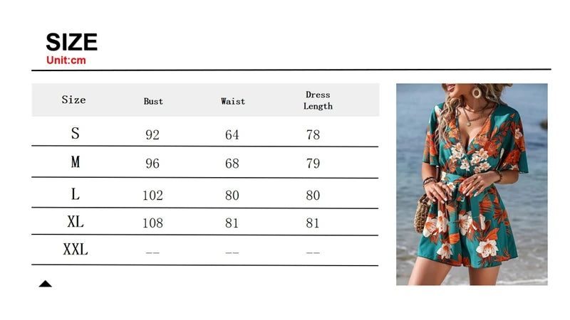 Bohemian Floral Print Short Jumpsuits For Women Summer Short Sleeve Wide Legs One Pieces  Elegant 2024 Beach Wear Casual Outfit