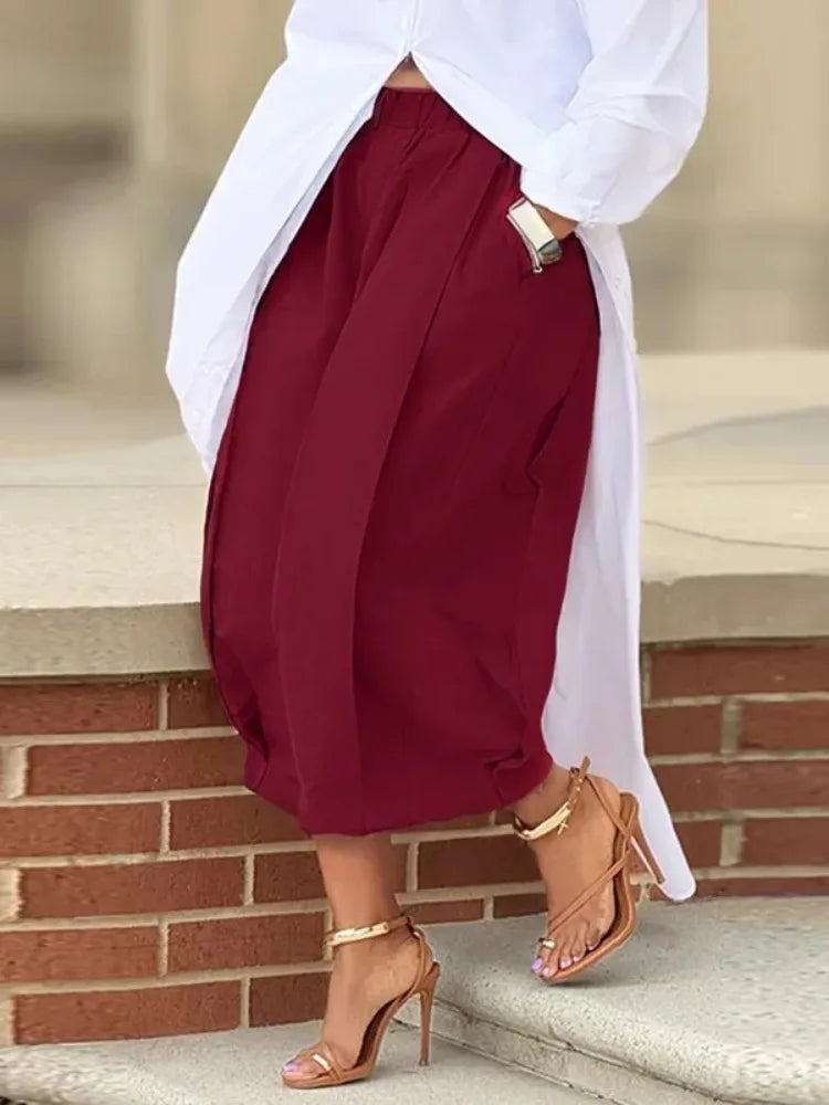 UOOZEE Women's Solid Color Cotton Blend Cropped Pants 2025 New Summer Casual Loose High-Waisted Wide Leg Trousers Bottoms