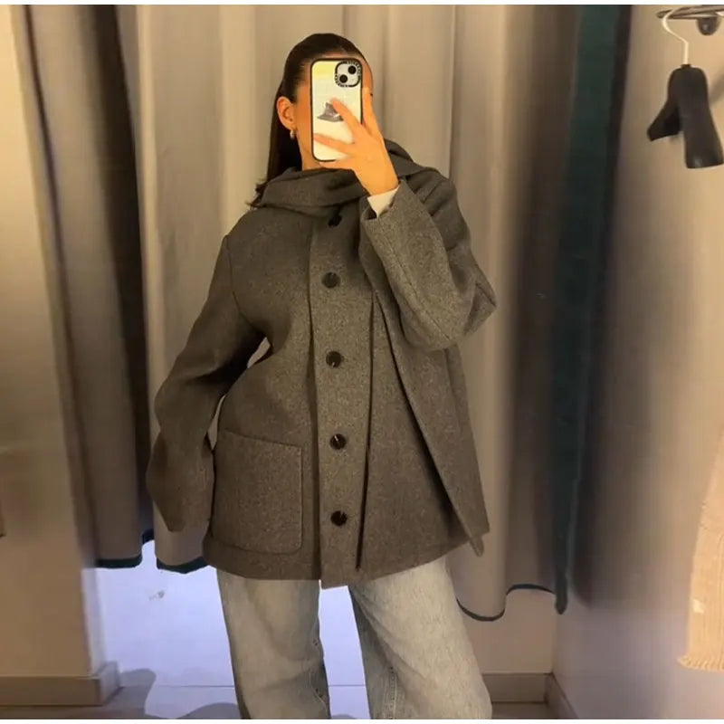 Classic Long Trench Coat With Detachable Scarf for Women