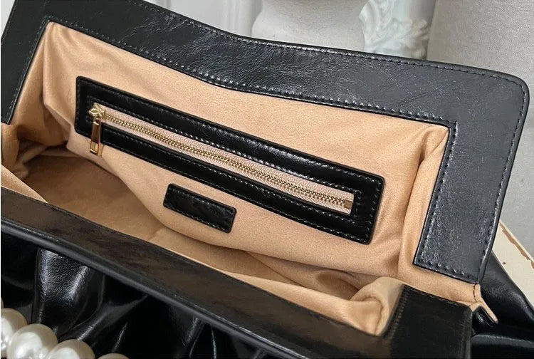 Elegant Beaded Pearl Chain Evening Clutch for Women