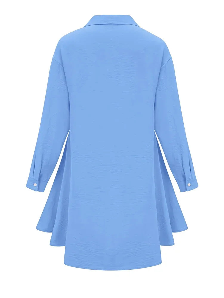 Plus Size 2025 Spring Summer New Women's Solid Color Single Breasted Lapel Tops Long Sleeve Loose Casual Shirt