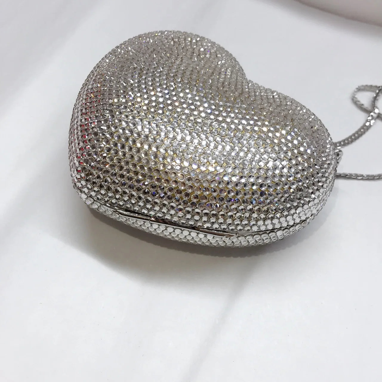 Red Peach Heart-shaped Diamond-encrusted Dinner Bag Full Of Diamonds Love Clutch Bag Hard Box Crystal Women's Banquet Dress Bags