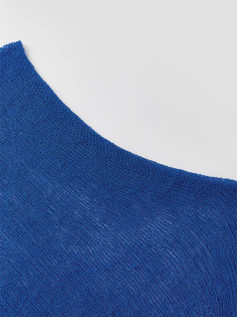 Sheer Ruffle Trim Knit Poncho Cover Up for Women