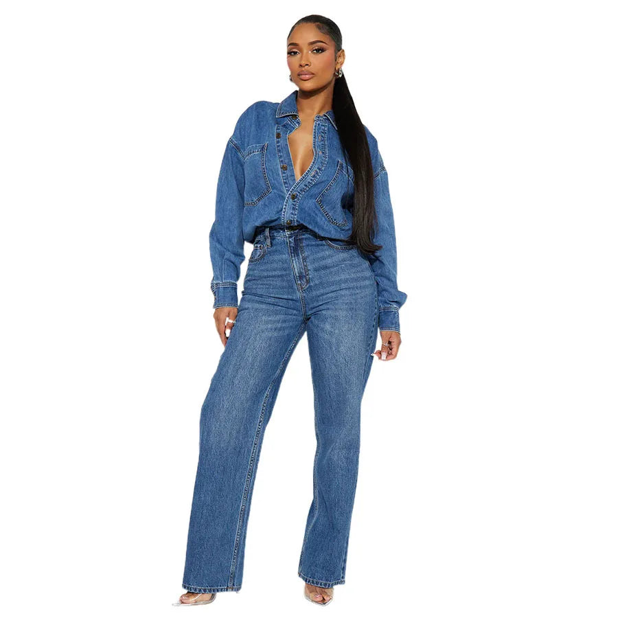 Washed Distressed Denim Jumpsuit
