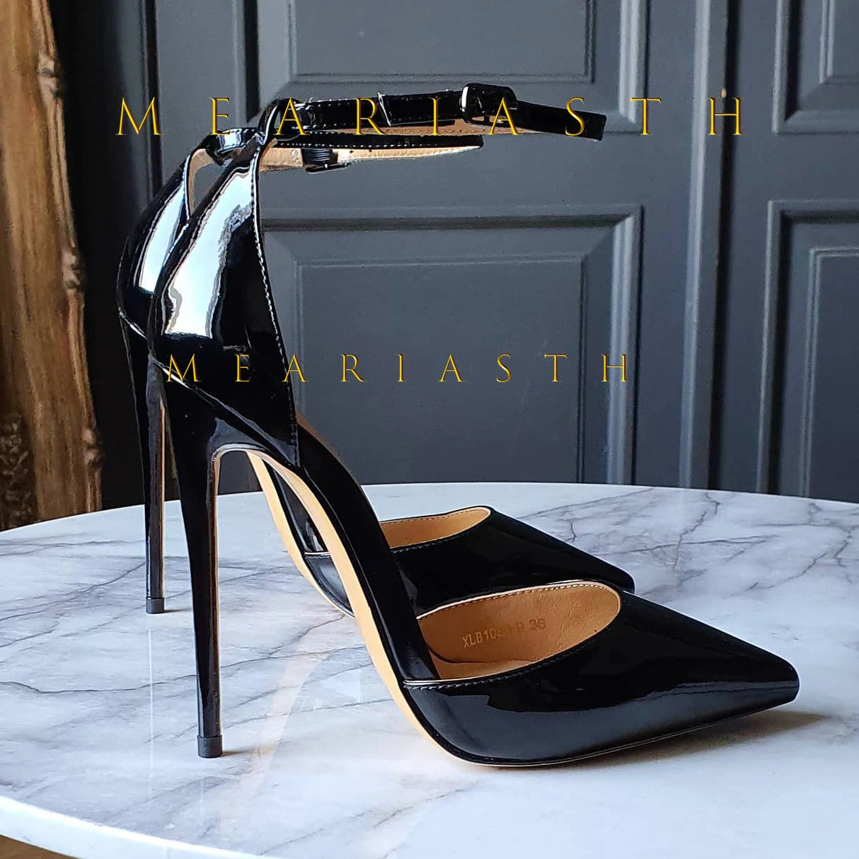 Sleek Black Patent Leather Pointed Toe Pumps for Women