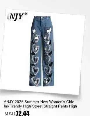 ANJY Autumn New Women's Streetwear Y2K Chic Fashion Safari Style Niche Personality Spliced Button Jeans Casual Denim Pants A7689