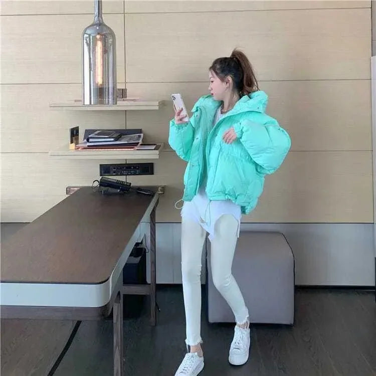 Warm Oversized Hooded Cotton Puffer Parka for Women