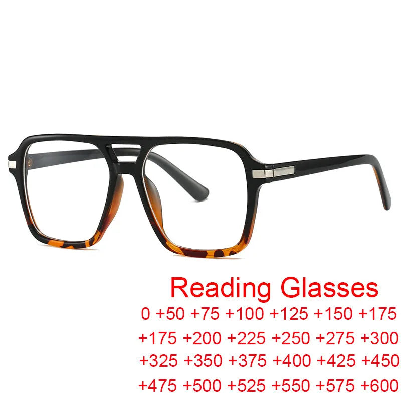 Retro Double Bridge Square Frame Reading Glasses for Women