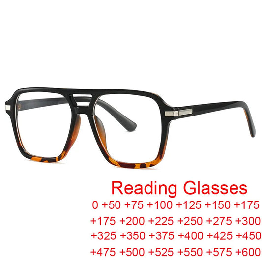 Retro Double Bridge Square Frame Reading Glasses for Women