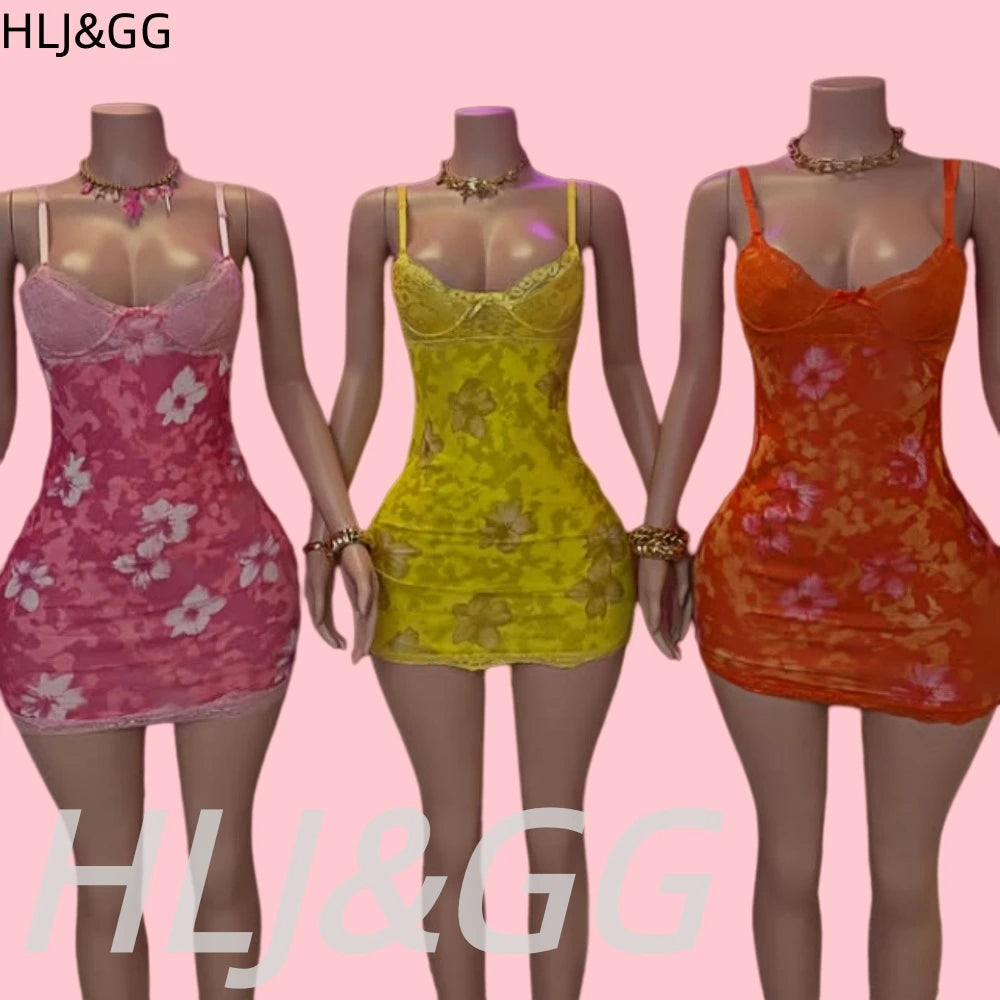 Leopard Print Lace Spaghetti Strap Bodycon Dress for Women