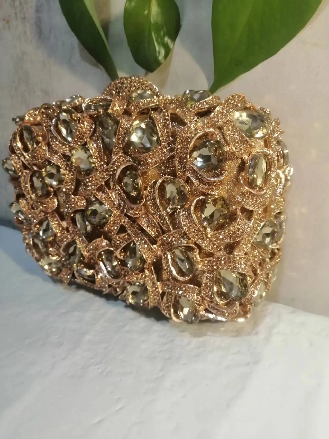 Women Gold/Silver/Green Big Stones Clutch Purse Lady Evening Bags Wedding Party Rhinestone Handbags Ladies Gala Clutches Bags