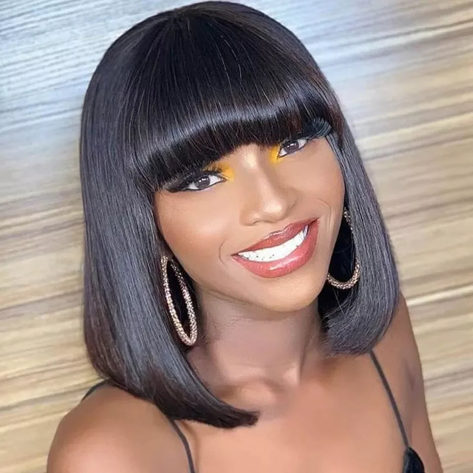 Straight Glueless HD Lace Bob Wig With Bangs for Women