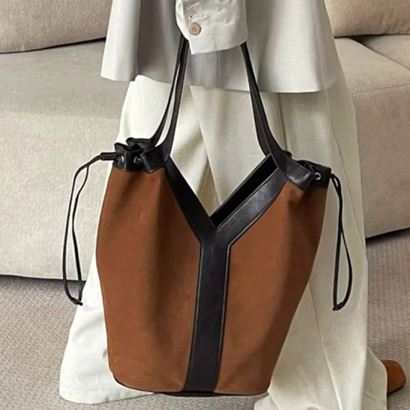 Y-shaped Women Handbag Versatile Simple Large-capacity Texture Tote Bag New Large-capacity Shoulder Bag Storage Bag Underarm Bag