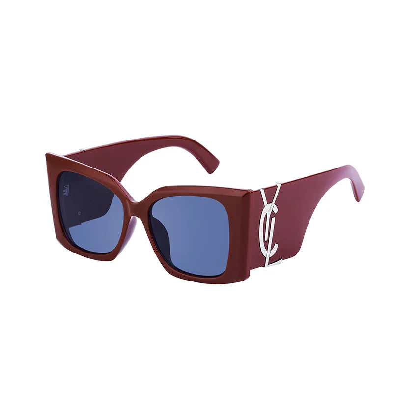 Retro Gold Gradient Square Frame Sunglasses for Women