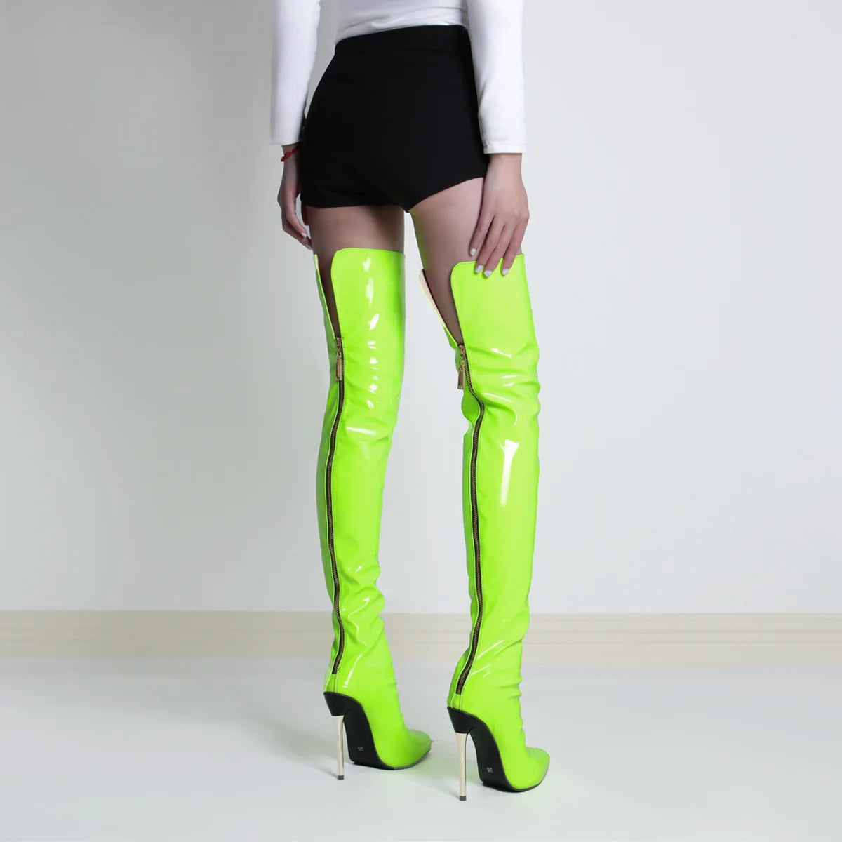 Shiny Patent Leather High Heel Over The Knee Boots for Women