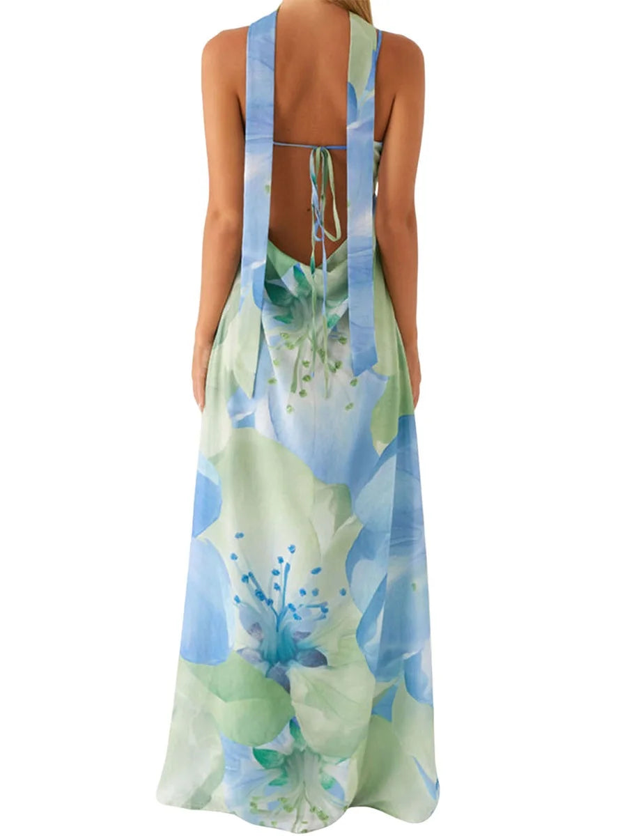 Stand Out in Style with Our Multi-color Halter Print Dress - Available in S, M, L, XL