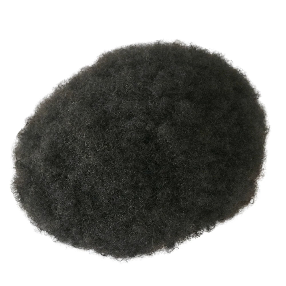 Afro Curly Human Hair Toupee Replacement for Women