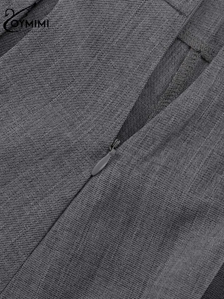 Oymimi Elegant Grey Loose Skirts For Women Casual High Waist Pleated Skirts Fashion New Solid Ankle-Length Skirts Streetwear