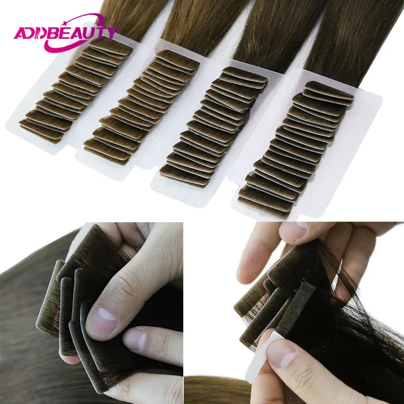 Straight Virgin Human Hair Tape In Extensions for Women