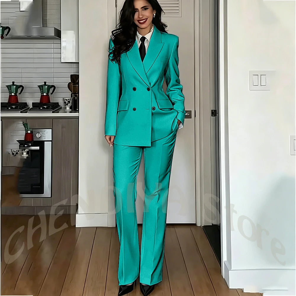 Modern Lady Pure White Suit Double Breasted Peak Lapel Casual Chic Women Suit Formal Dinner Party Business Office Outfit Costume
