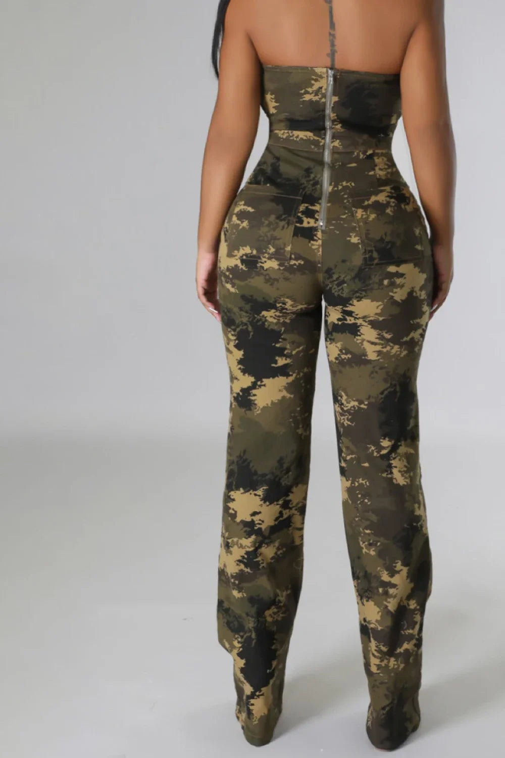 Camouflage Strapless High Waist Jumpsuit for Women