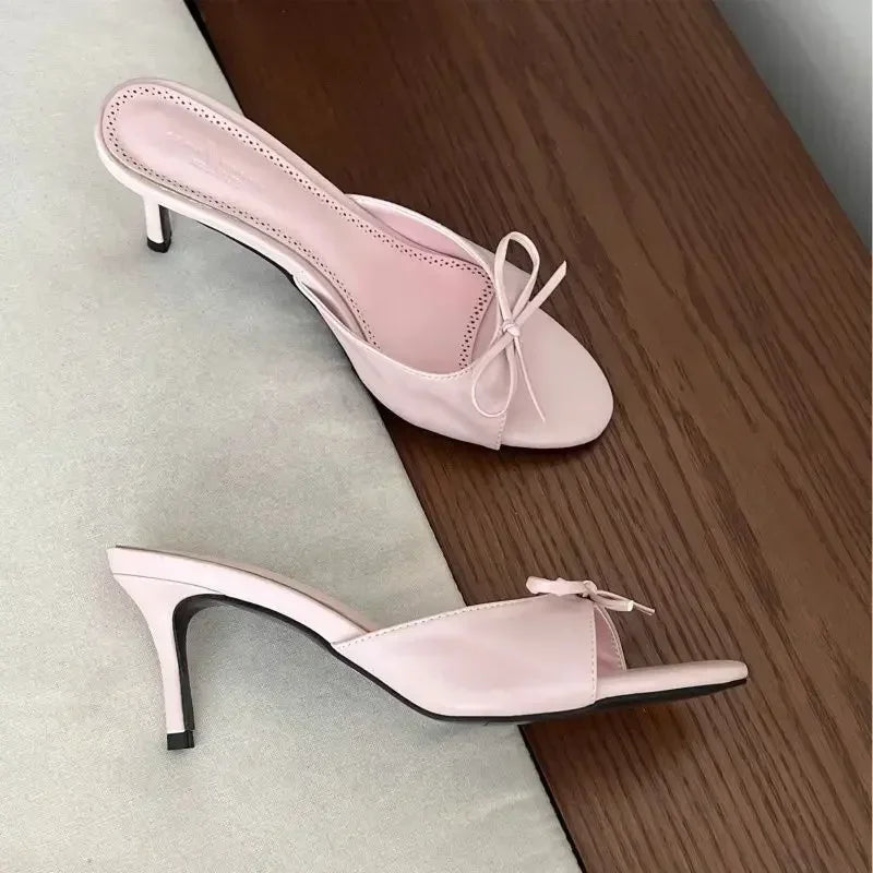 Satin Butterfly Knot Heel Slides