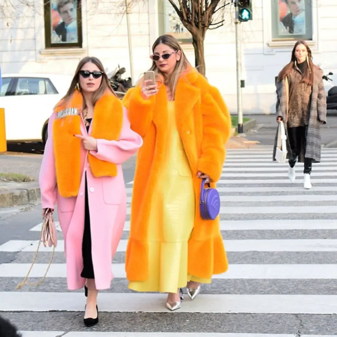 Long Belted Faux Fur Winter Coat