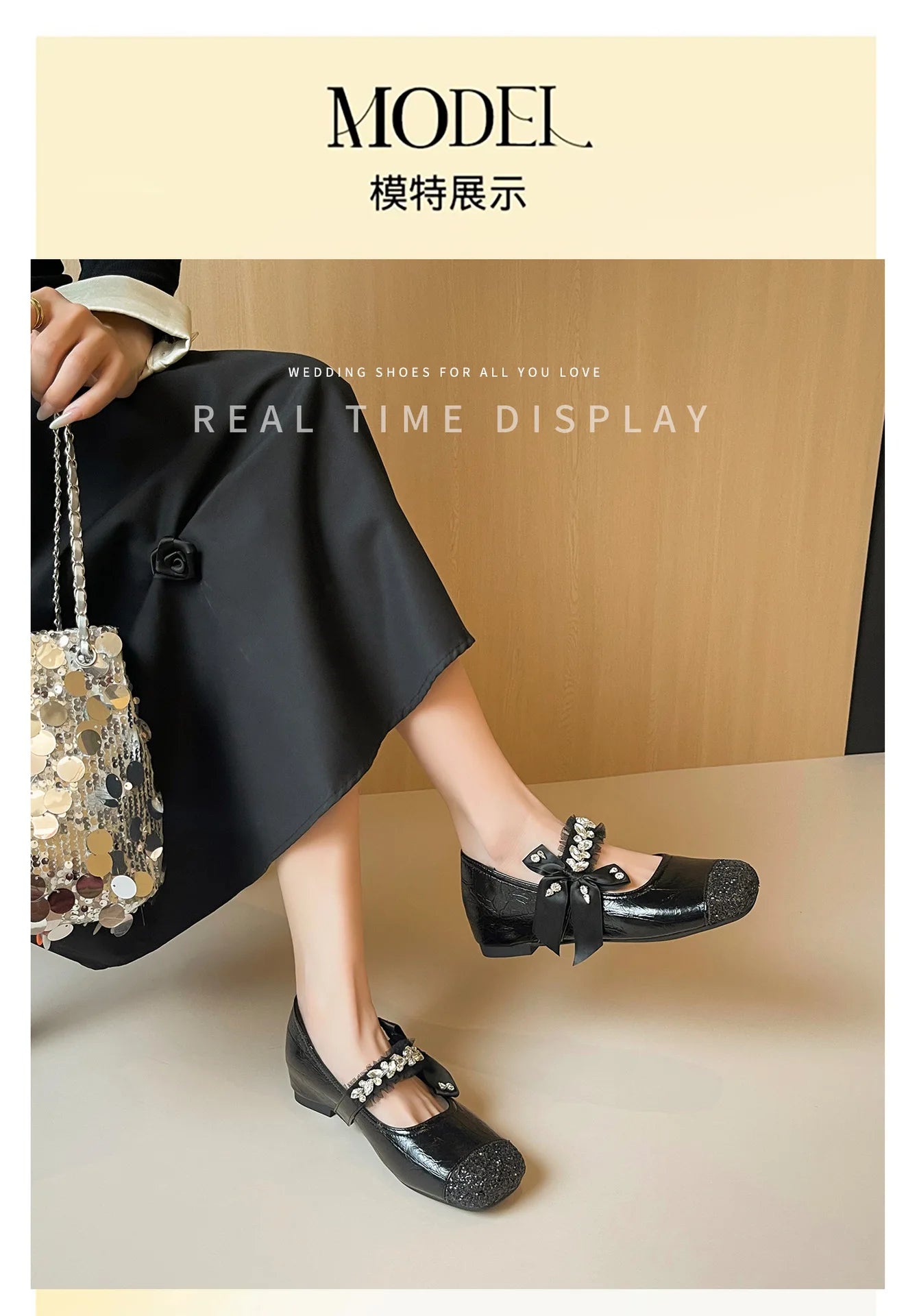 Elegant Rhinestone Bowknot Mary Jane Flats For Women