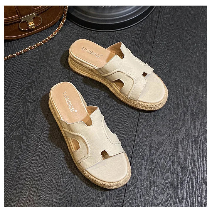Vintage Retro Wide Strap Platform Casual Sandals For Women