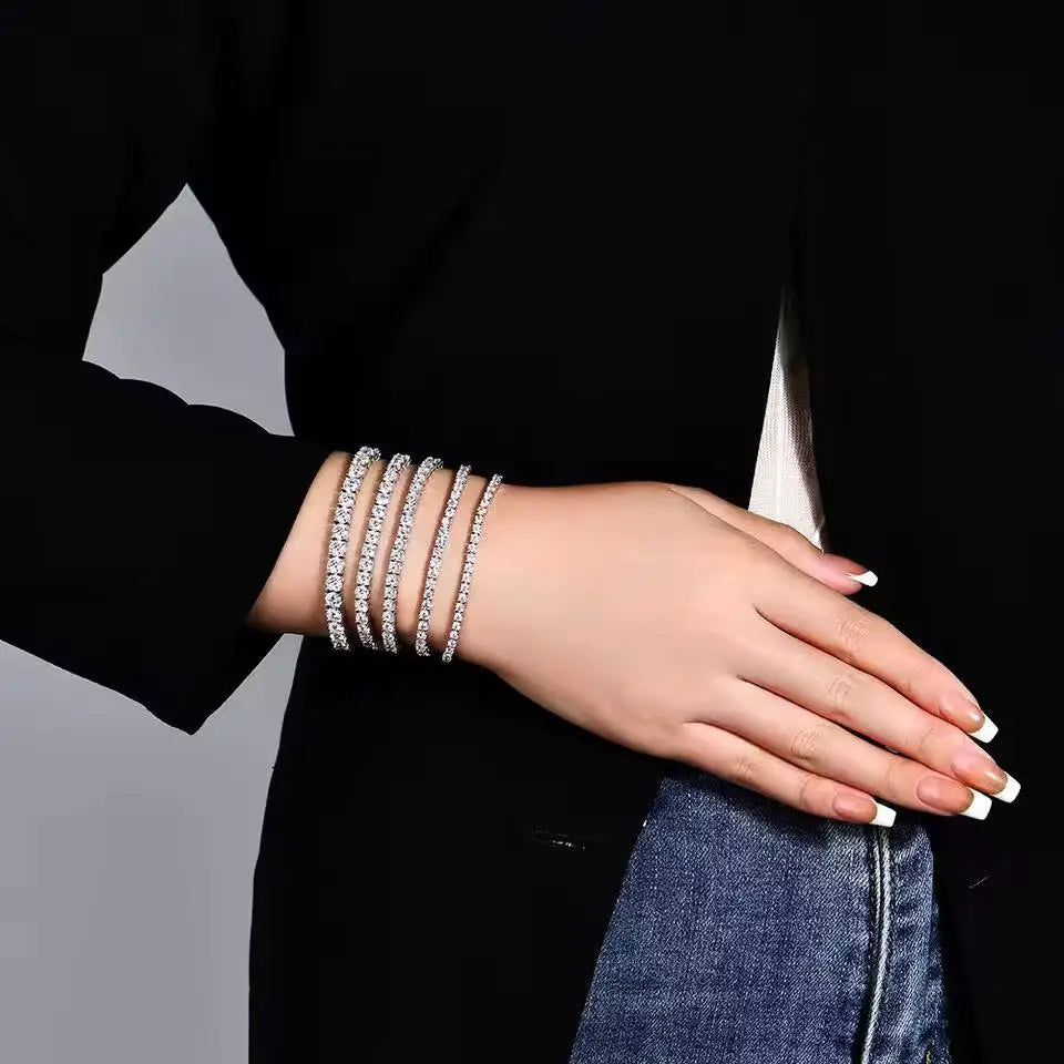 Elegant Round Cut Moissanite Tennis Bracelet For Women