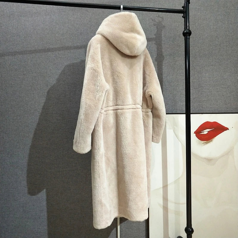 Long Real Fur Hooded Parka Coat