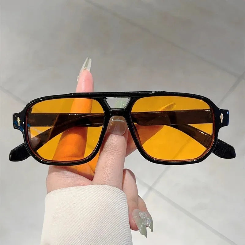 Vintage Double Bridge Square Sunglasses
