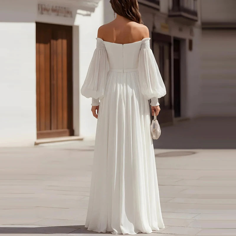 Elegant Off Shoulder Backless Evening Dress for Women